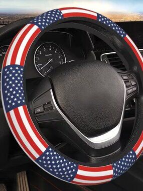 American Flag Steering Wheel Cover USA Patriotic Anti-Slip Universal Car Truck
